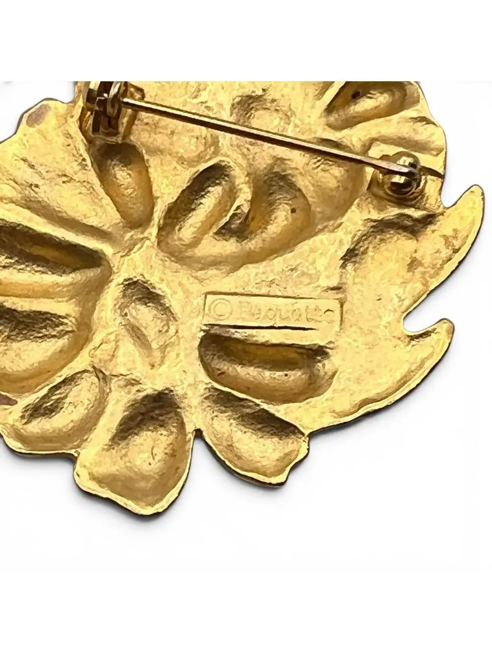 Vintage 80s Signed Paquette Enamel Gold Tone Watercolor Floral Brooch Pin
